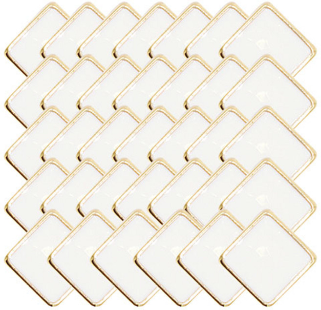 사출 진주 보석 가디건 니트 단추 사각에폭 11mm, 화이트골드, 34개