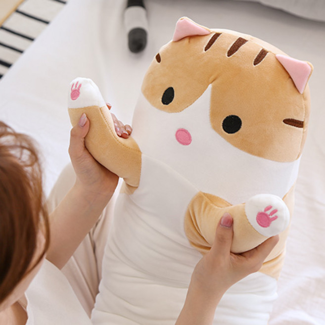 TCR 고양이 안고자는 인형 바디 필로우, 브라운