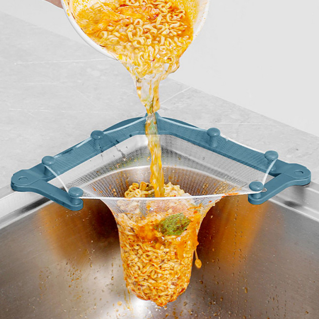 마메 싱크대 음식물 거치대 블루 + 거름망 50p 세트, 1세트