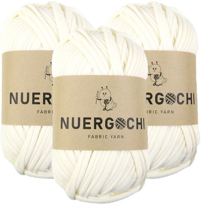 JSTrading 누에르고치 패브릭 얀 뜨개실 100g, 02 아이보리, 3개