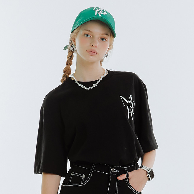 MILLIONCOR 中性款Logo印花短袖T恤 MCT 5099, 黑色