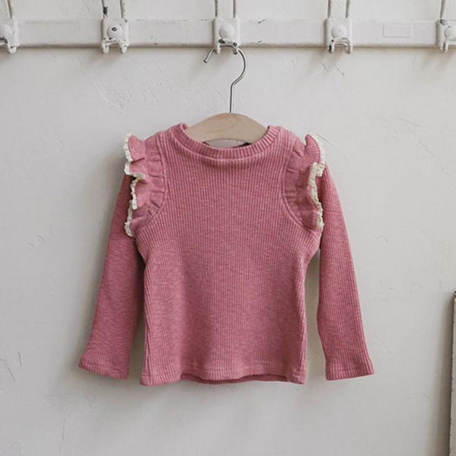 하라로이 로맨틱 불결 레이스 프릴 골지 니트