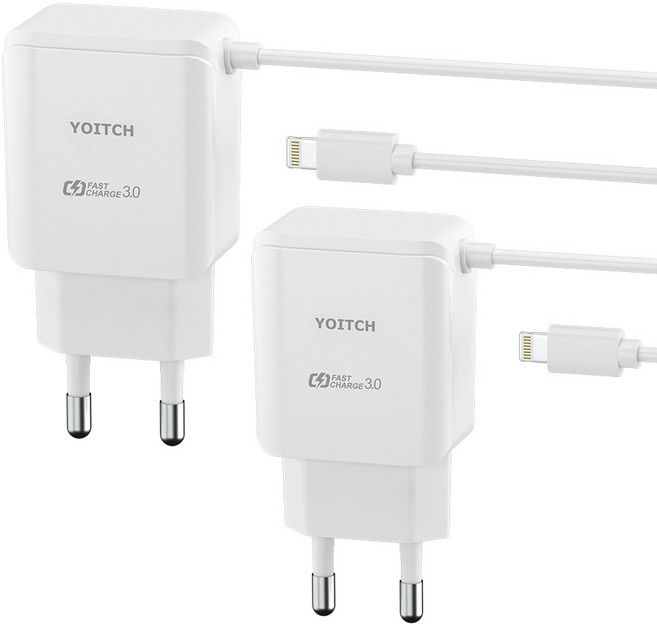 요이치 라울 2세대 18W 일체형 고속충전 케이블 8핀, 화이트, 2개