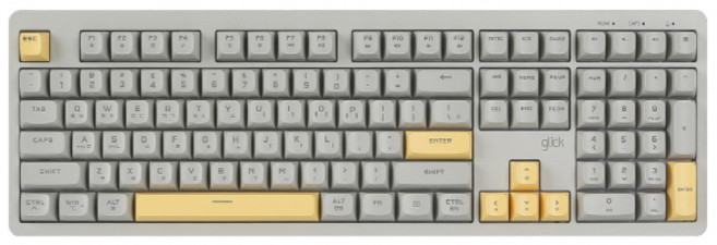 지클릭커 파도프로젝트 제주바다 풀윤활 플런저 무소음 무선 블루투스 키보드, 크레용 옐로우, WK100B, 제조사축