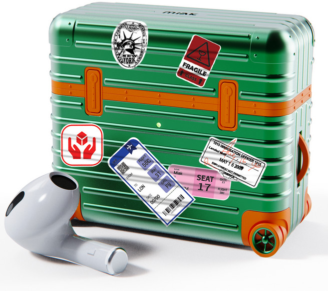 미아크 에어팟 캐리어 케이스 + 스티커 3종 세트, 에어팟3세대, 그린, 1개