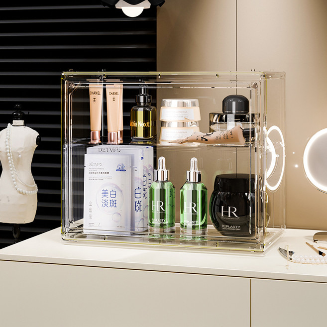 순잠 아크릴 화장품 수납 전시 케이스 중형2단, 투명, 1개
