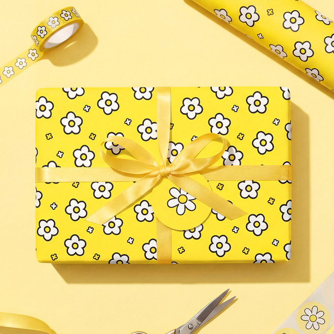 좋은기븐 종이롤 포장지 데이지데이, 옐로우, 1개