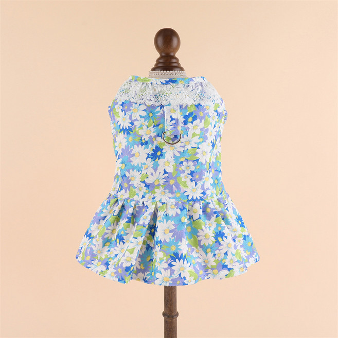 요런개 반려동물 다양한 무늬 치마 옷, 04 블루, 1개