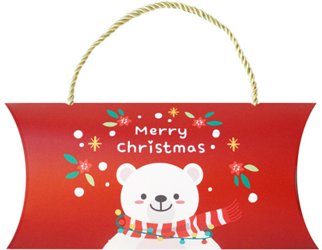 크리스마스 선물포장 가로형 손잡이 오목상자 10p + 골드끈 10p, 듬직한 북극곰, 1세트