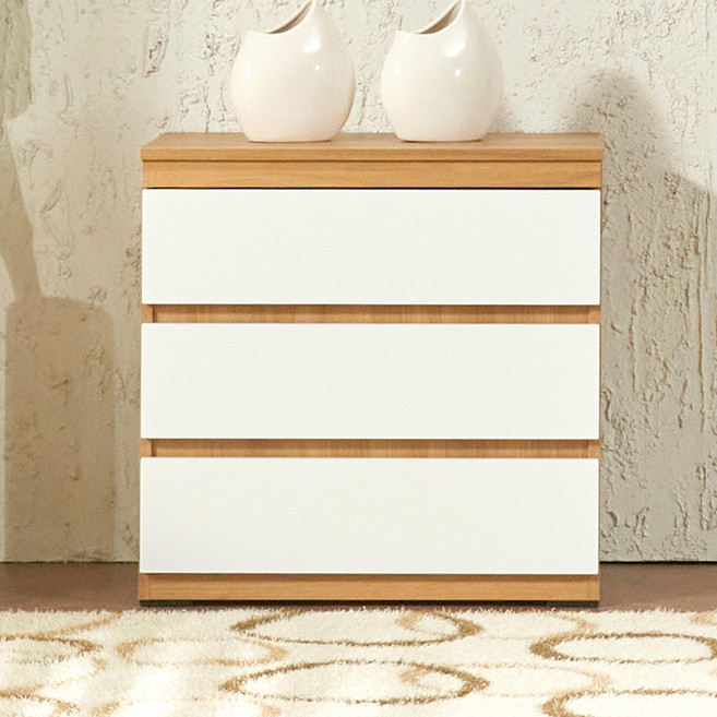메이크 3단 서랍장, 오크화이트, 3개