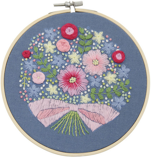 프랑스 자수 DIY 패키지 세트, 퍼플, 1세트