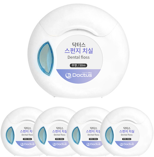 DOCTUS 스펀지 왁스 치실 50m, 1개입, 5개