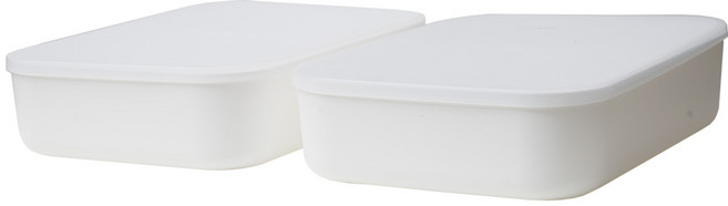 GAKYU 韓國製造 現代圓形食品儲藏室收納箱, 白色, 低款 M, 2個