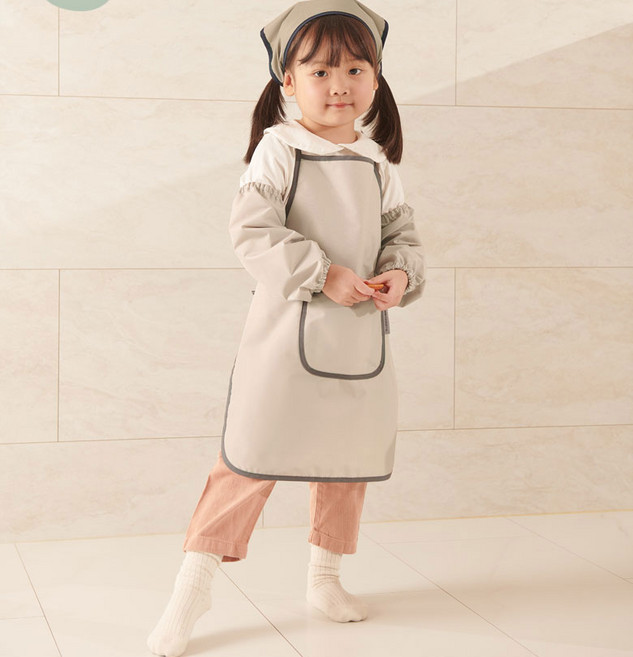 베베슈에뜨 아동용 파스텔 방수 앞치마 + 두건 + 팔토시 세트