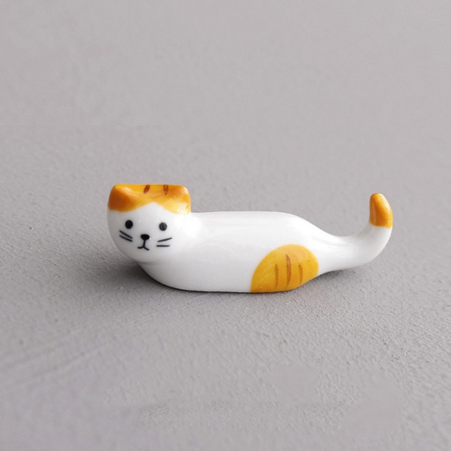 파라주니 세라믹 고양이 테이블 데코 젓가락 받침대 HJ1381, 옐로우, 2개