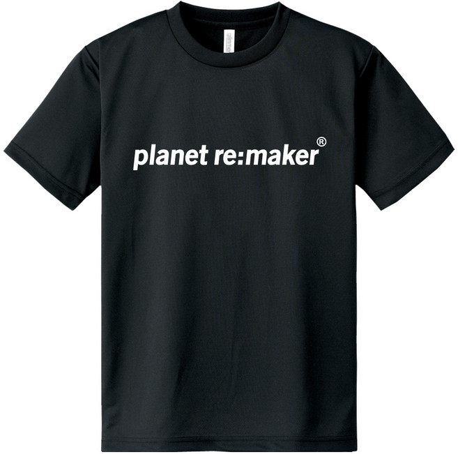 planet re:maker 中性款經典LOGO印花涼感短袖T恤, 黑色