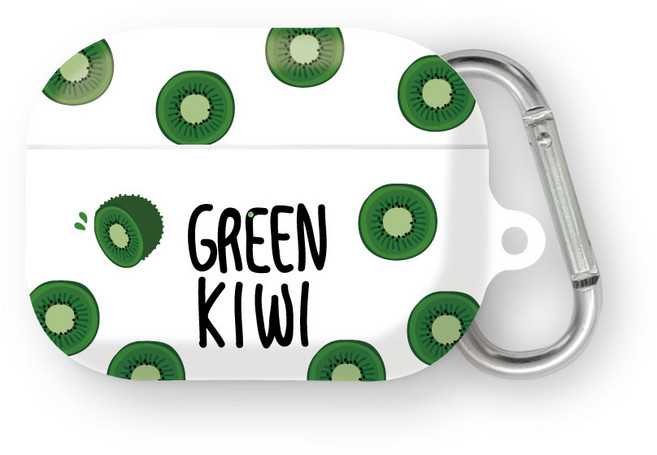 프루그나 과즙팡팡 에어팟 3세대 하드 케이스 + 카라비너, 키위(케이스), 단일색상(카라비너)