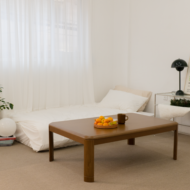 지이라이프 정방형 가구조 온열 테이블 KOW-120, 브라운