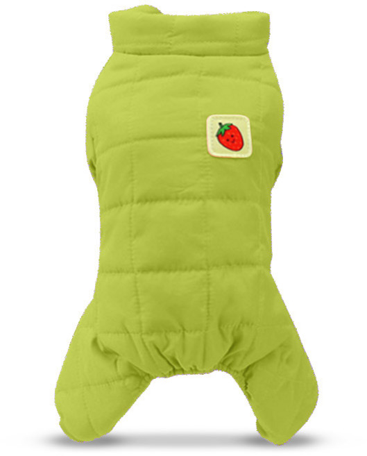 딩동펫 반려동물 딸기사각 패딩 올인원, 그린, 1개