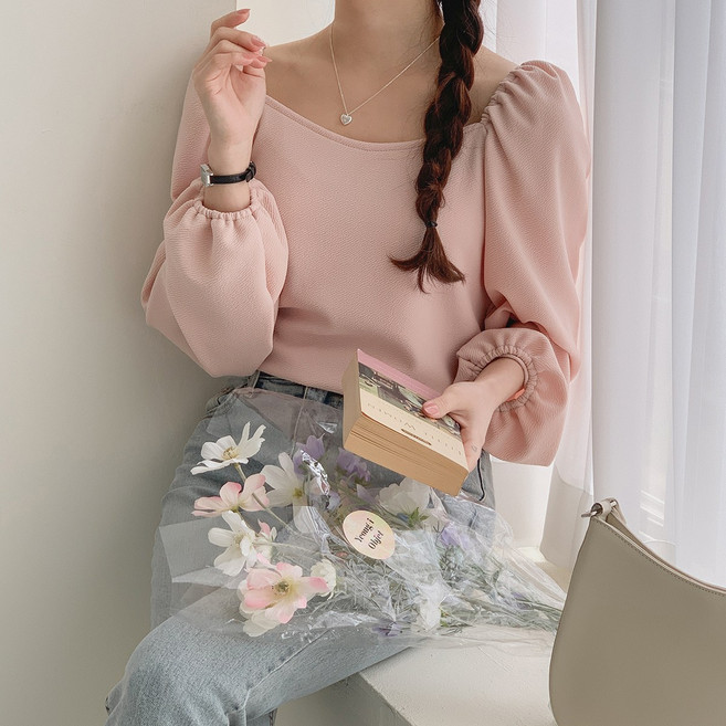 린다샵 나슨가 스퀘어넥 러비 오프숄더 블라우스 cpbl4962k31