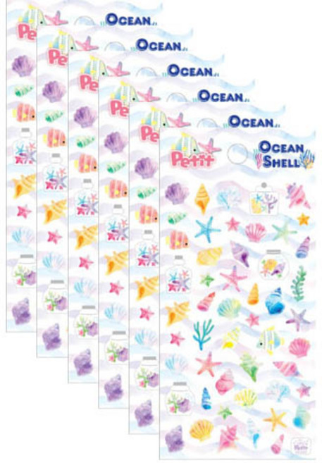 쁘띠팬시 여름 오션셸 시즌 스티커 DA5563, 6개, 혼합색상
