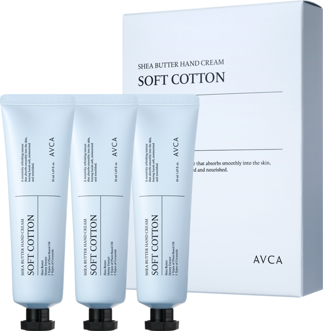 아브카 시어버터 핸드크림 소프트 코튼, 3개, 50ml