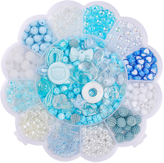 윰스 비즈 DIY 팔찌 스트랩 키링 만들기 세트, 스카이블루, 랜덤발송(비즈, 꾸미기 비즈), 1세트