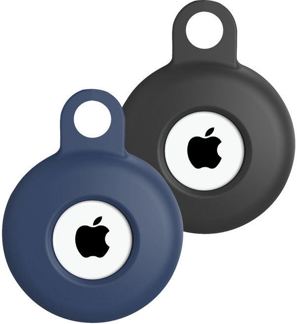 스페이스쉴드 에어태그 호환 베이직 실리콘 보호 케이스, 미드나잇블루, 블랙, 2개