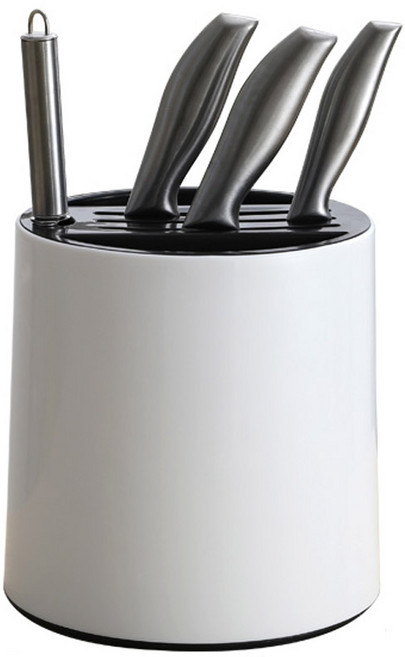 모나코올리브 올인원 회전 360 수저통 겸용 칼블럭, 투톤(화이트 + 블랙), 1개