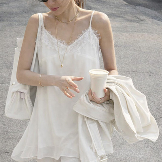 난닝구 여성용 너빌프 레이스 롱 나시