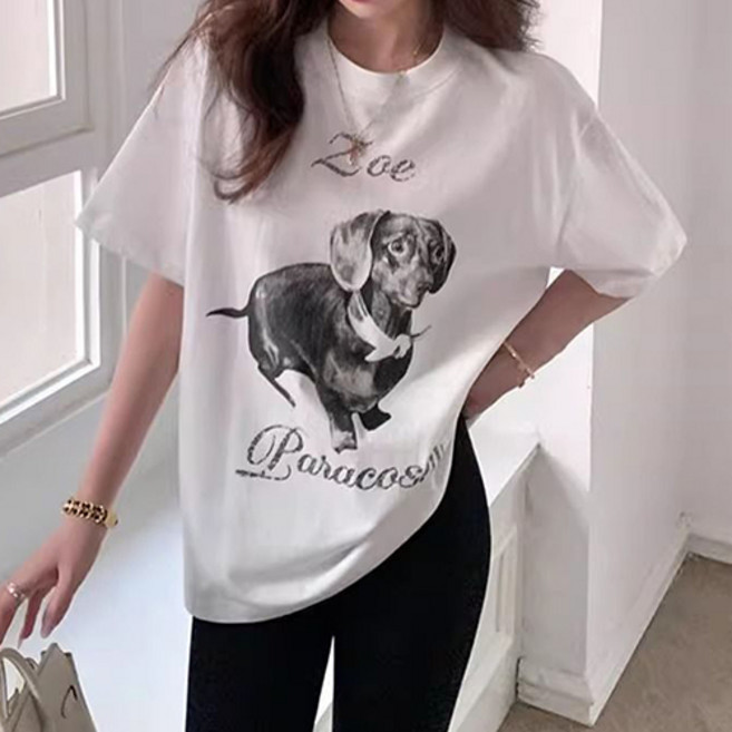 레몬소울 여성용 파로디 프린팅 반팔 티셔츠