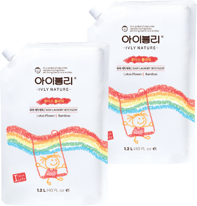 아이블리네이처 유아 세제 로터스 플라워향, 1.2L, 2개