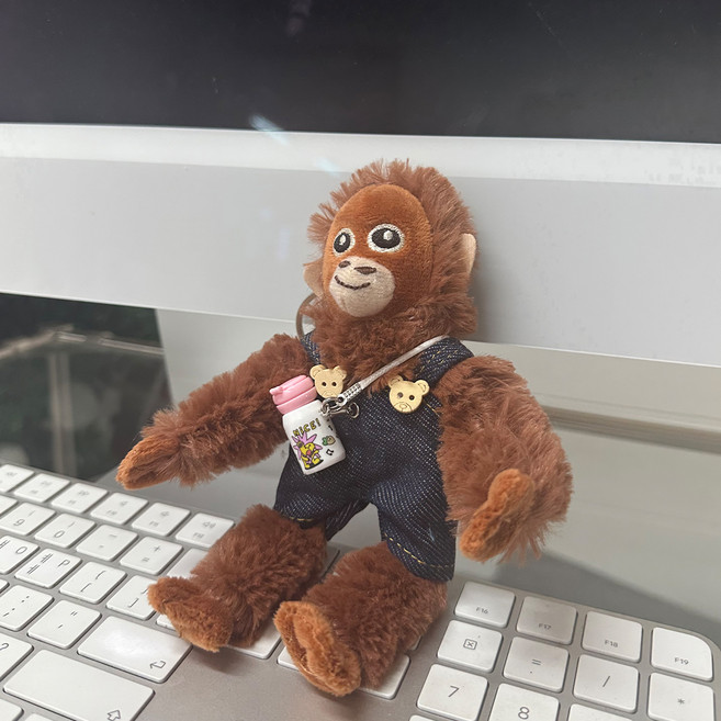 다다랜드 오숭이 원숭이 오랑우탄 키링 인형, 11cm, 청멜빵 텀블러, 1개