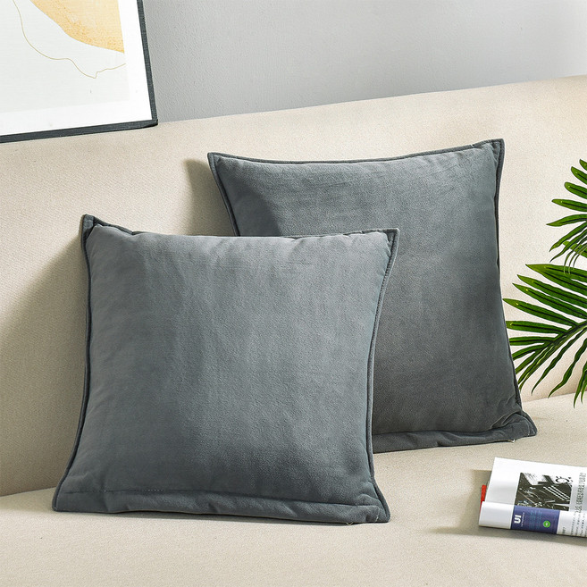 소하임 벨벳 소파쿠션 솜 + 커버 2p 세트, 그레이(SC-G)