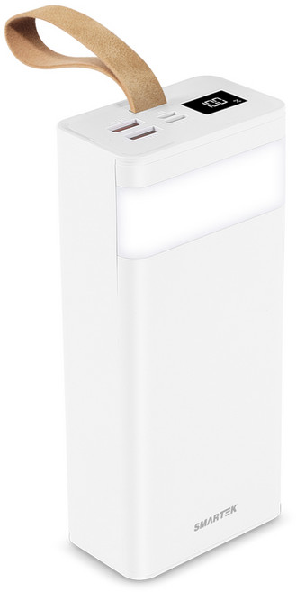 스마텍 PD / PPS LED 랜턴 보조배터리 30000mAh 멀티단자 65W, STPB-PD65, 화이트