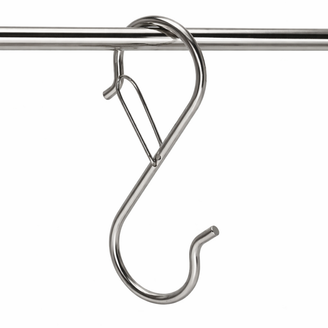 이고다 딱고정 잠금형 S자 고정고리 후크 걸이 H412, 실버, 12개