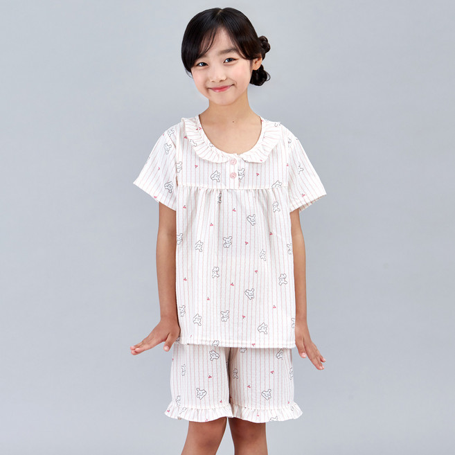 폭스클럽 아동용 체리ST 시어서커 반팔 잠옷 상하의 세트