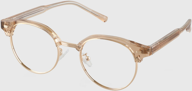 NUELEMEN 多邊形圓形唇色獨特情侶時尚半框半眉眼鏡框 無鏡片