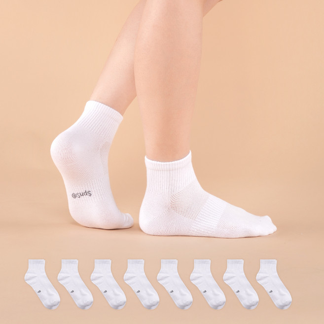 삭피엔스 여성용 데오프리 쿨 메쉬 서포트 밴드 단목 양말 8켤레 세트