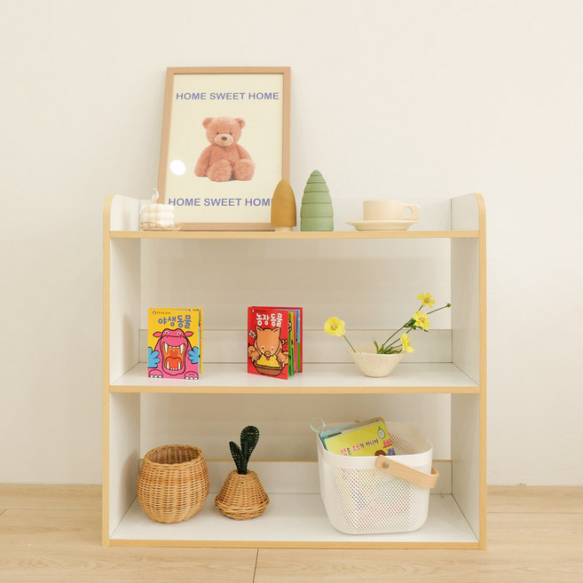 심플룸 유아용 책장, 화이트, 2단