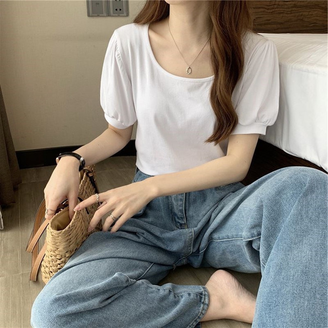 PEONIST 女款泡泡袖U領短袖T恤