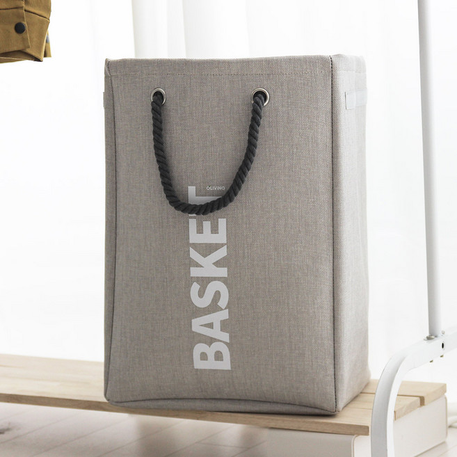 올리빙 대용량 패브릭 빨래바구니 50L, 베이지