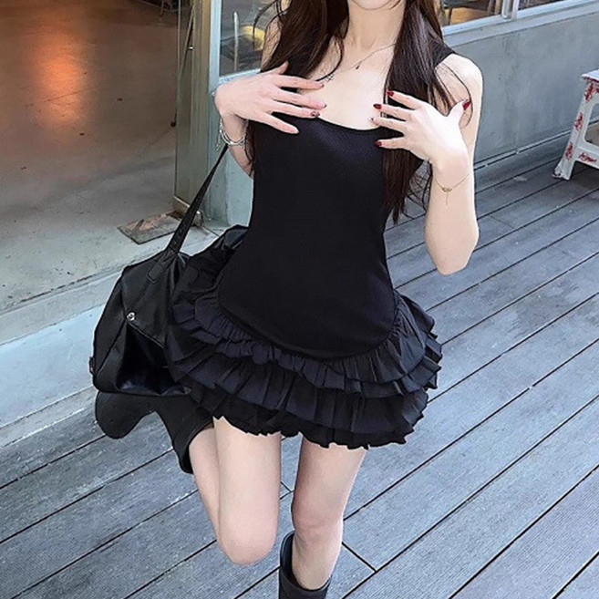 마켓에이 여성용 슬림 라인 미니 프릴 원피스 M263-0059