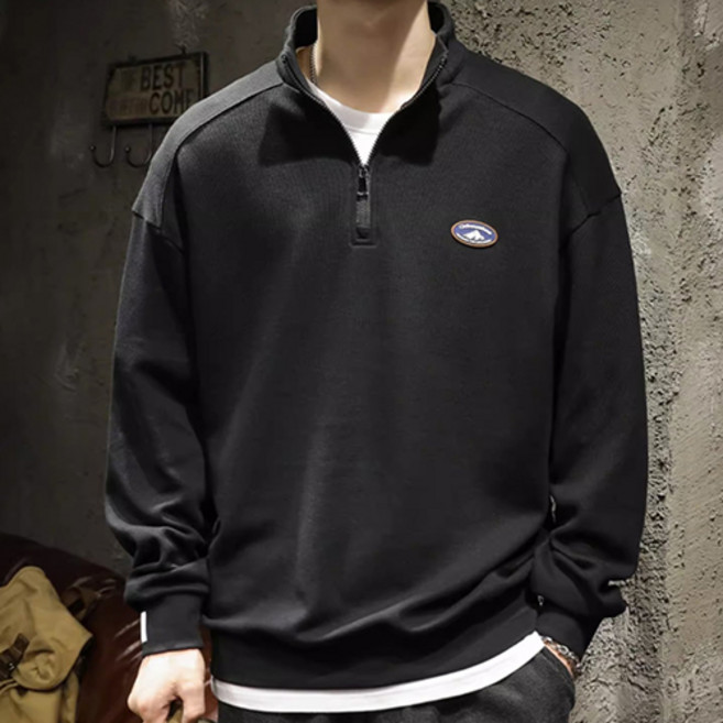 더플로우커머스 남성용 스포티 캐주얼 하프집업 폴로 칼라 맨투맨