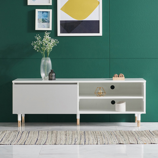 비앙스 켈른 1200 거실장A TV다이 방문설치, 화이트 + 그레이