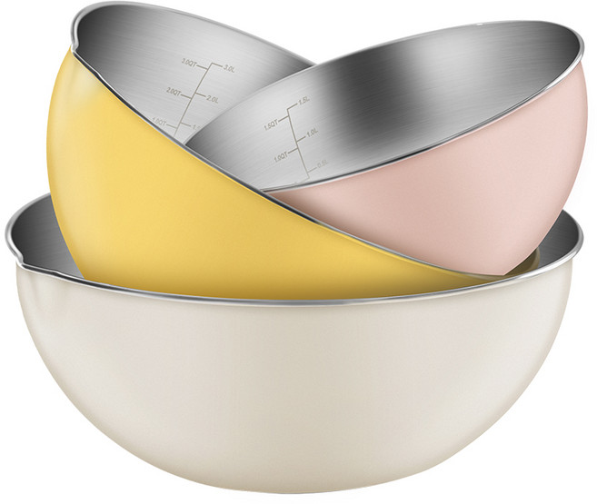 까사베니 컬러 믹싱볼 3종 세트, 베리핑크 + 허니옐로우 + 바닐라크림, 1개