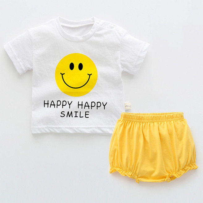 조이멀티 유아용 블루멍 해피스마일 반팔 하의 세트