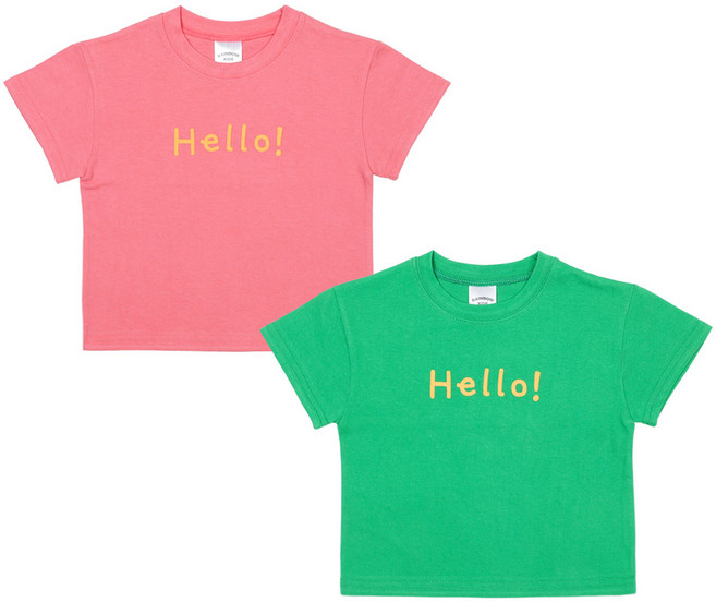 레인보우키즈 아동용 통기성 헬로 반팔 티셔츠 2종 세트