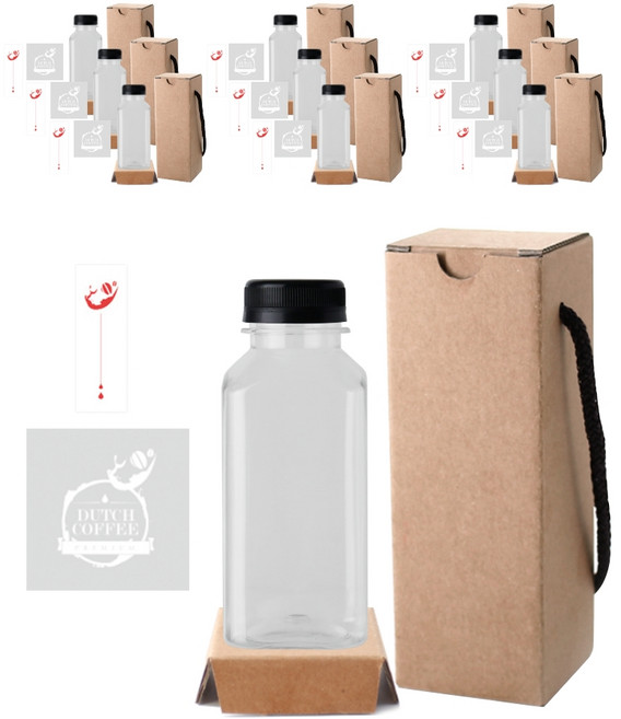 사각더치페트 250ml + 캡 검정 +병 스티커 LB5M + 박스 봉인 스티커 + 박스, 10세트