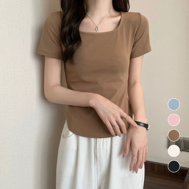 엘쏘 여성용 통기성 원조 베이직 반팔 티셔츠